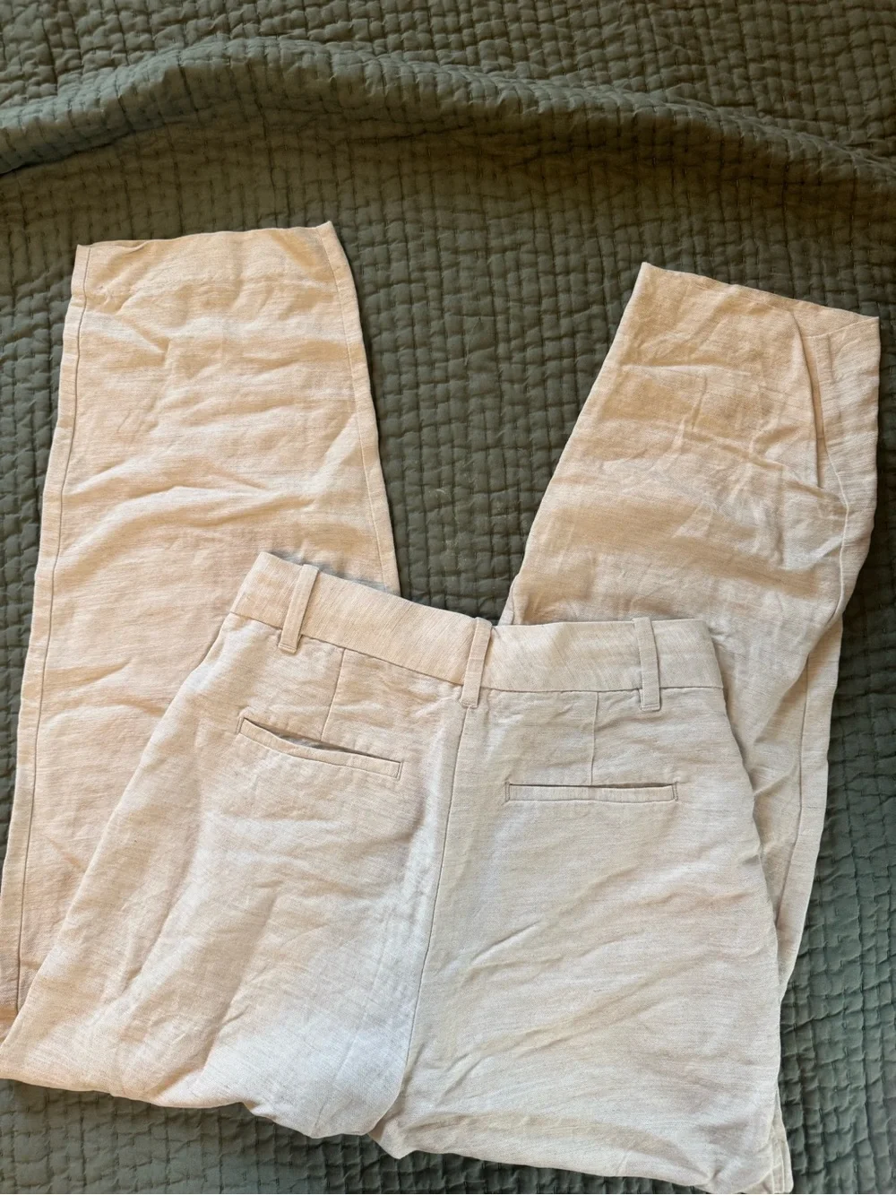 Women’s Aritzia Lightweight Linen Barrel Leg in Light Beige